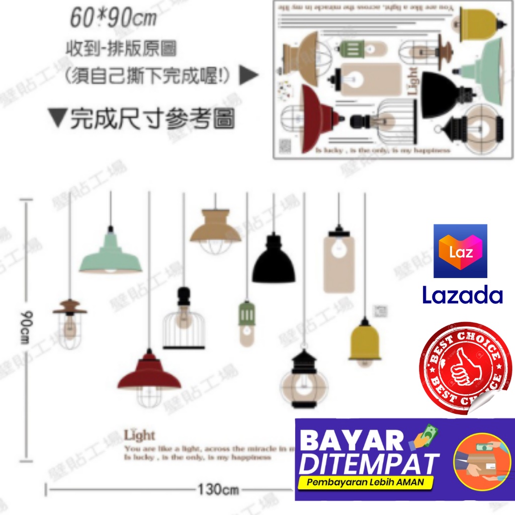 Jual [CV. Best Design] Sticker tempel gambar lampu lampu menggantung ...