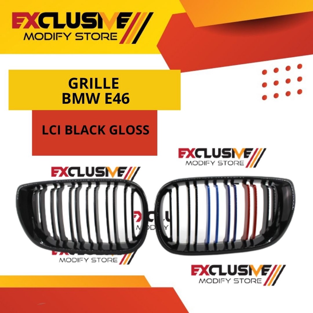 Jual GRILLE BMW E46 LCI BLACK GLOSS DOUBLE SLATT | Shopee Indonesia