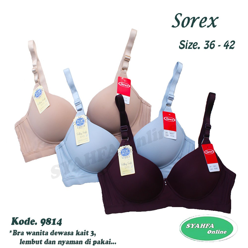 Bh Bra Sorex 9814 (Cup B) Licin Silky Soft | Bra Busa Tipis Tanpa Kawat  Full Cup / Kait 3