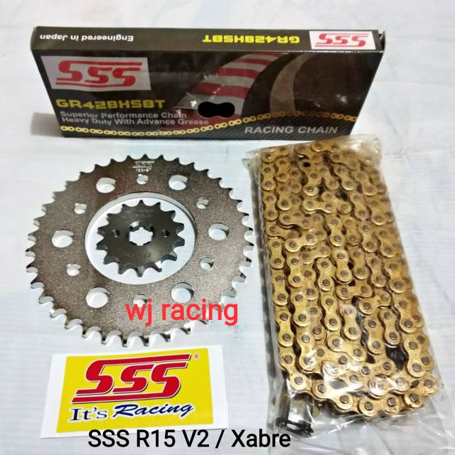 Jual Gear Set SSS 428 R15 V2 / Xabre dan Rantai SSS HSBT 140L Shopee