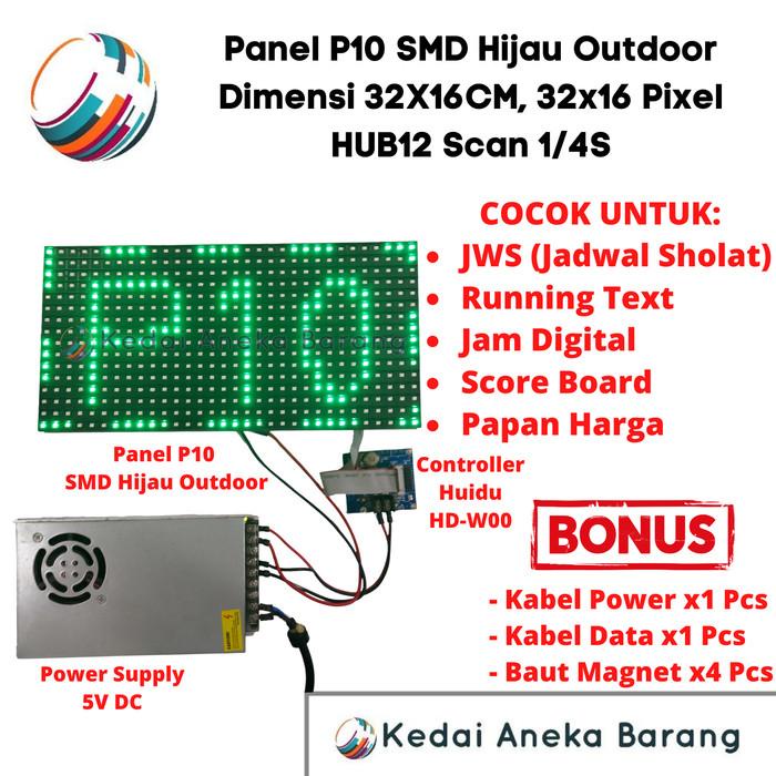 Jual Panel Module Modul LED P10 Running Text SMD Hijau Green Outdoor ...