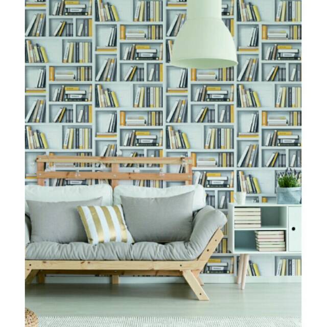 Jual Wallpaper Dinding Motif Rak Buku 3D SF | Shopee Indonesia