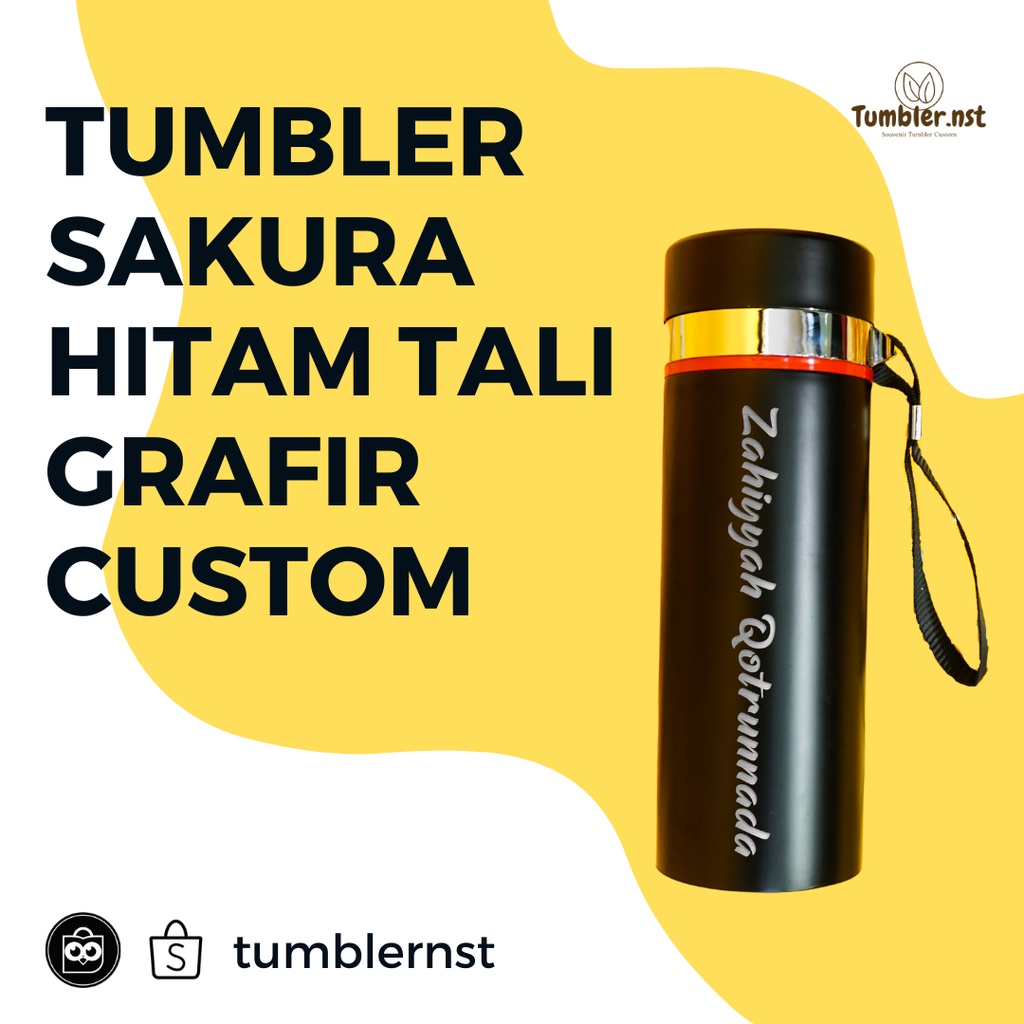 Jual Tumbler Custom Sakura Tali Hitam Grafir Termos Tulisan Nama Logo Quote Shopee Indonesia 1877