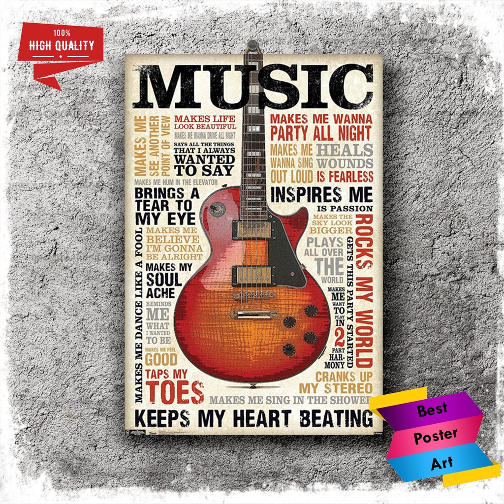 Jual Poster Hiasan Dinding Dekorasi Kamar Pajangan Gitar Musik Band Musisi Penyanyi Wall Decor 6440