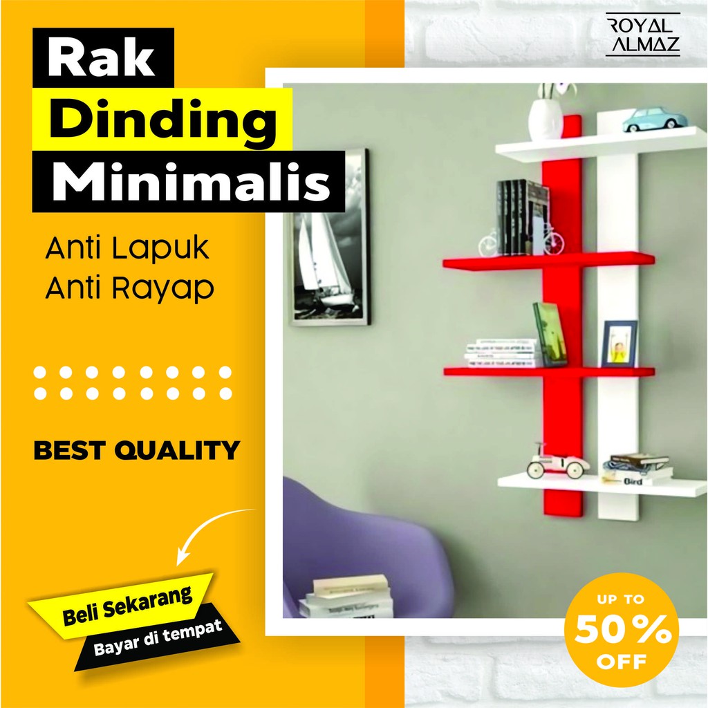 Jual Rak dekorasi hiasan dinding ambalan zig zag interior gantung