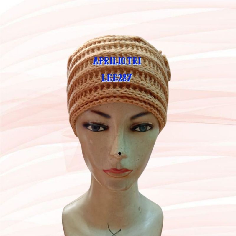 Jual 4020 - Turban Rajut Model Kriwil / Kupluk Ibu Rajut Tali / Topi ...