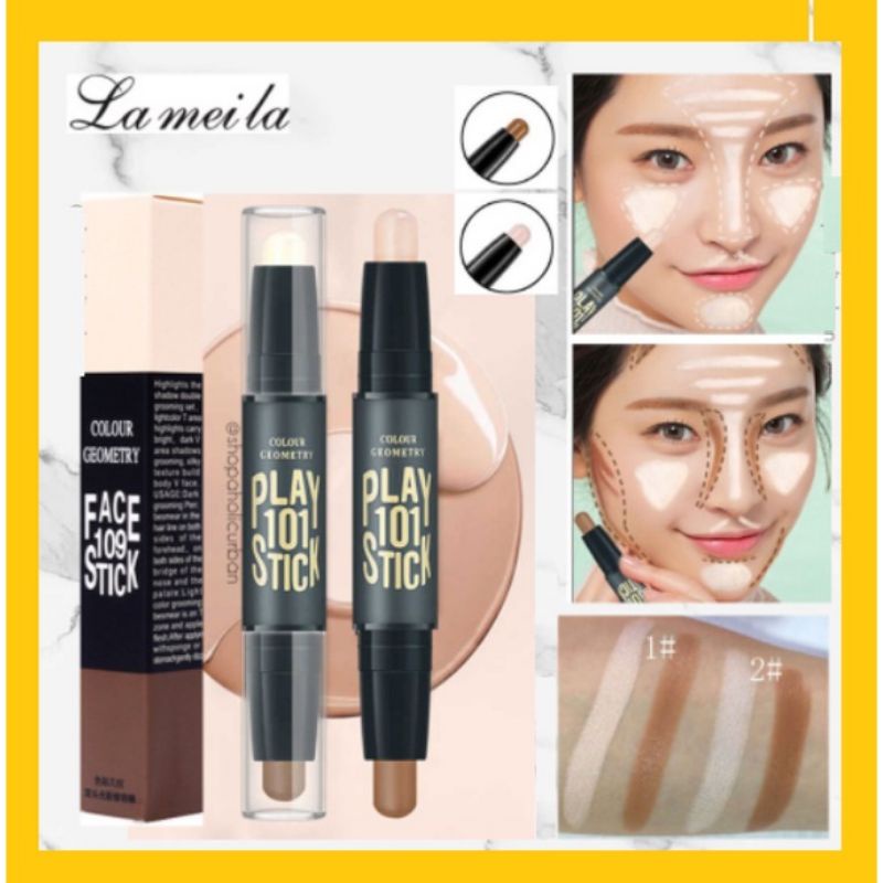 Jual Lameila Contouring Stick Face Stick Colour Color Geometry Duo Concealer Stick Contour