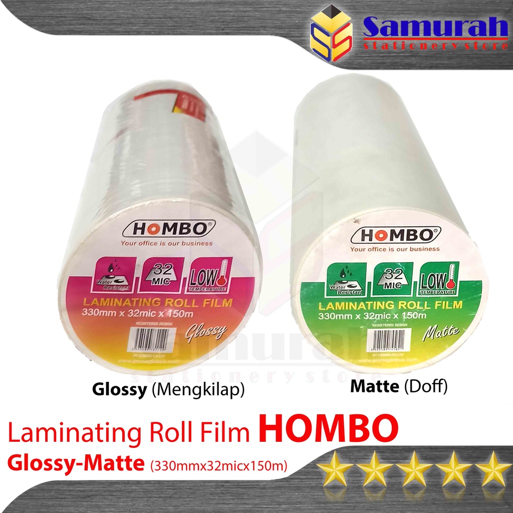 Jual Plastik Laminating Roll Hombo Glossy Matte Doff 32 Micron