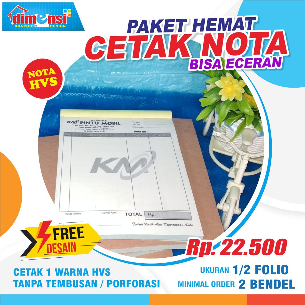 Jual (MINIMAL 2 BENDEL) Cetak Nota Bon / Invoice Tanpa Rangkap / Nota ...