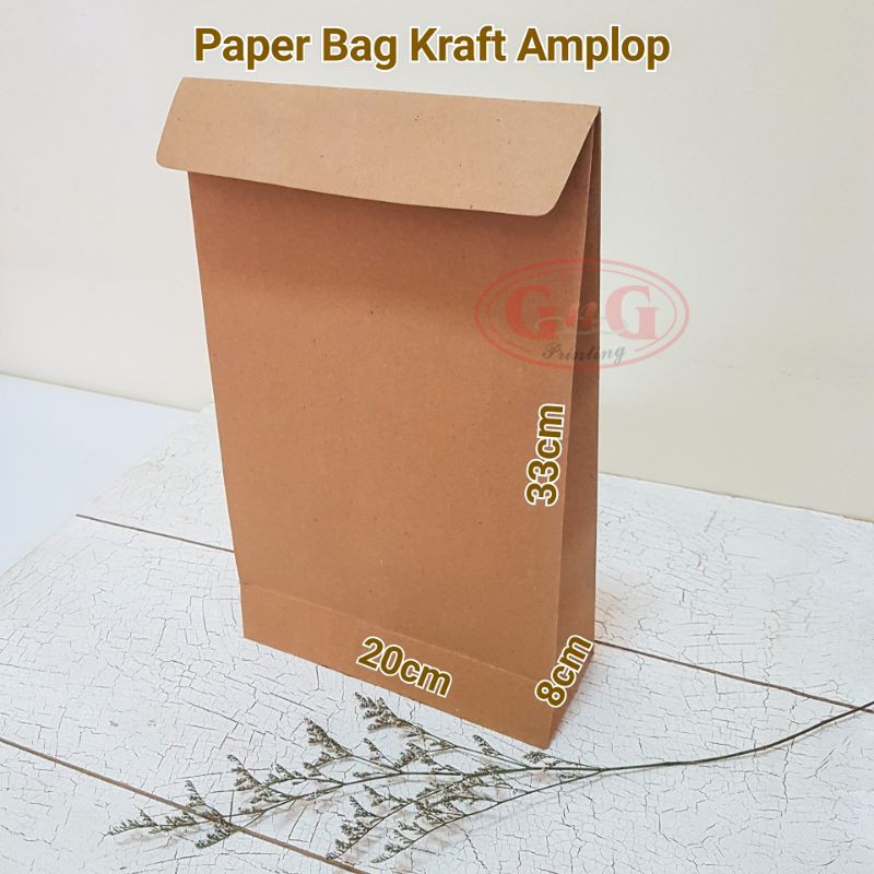 Jual 20pcs 20x8x33 Polos Paper Bag Kraft Amplop, Paper Bag Pengiriman
