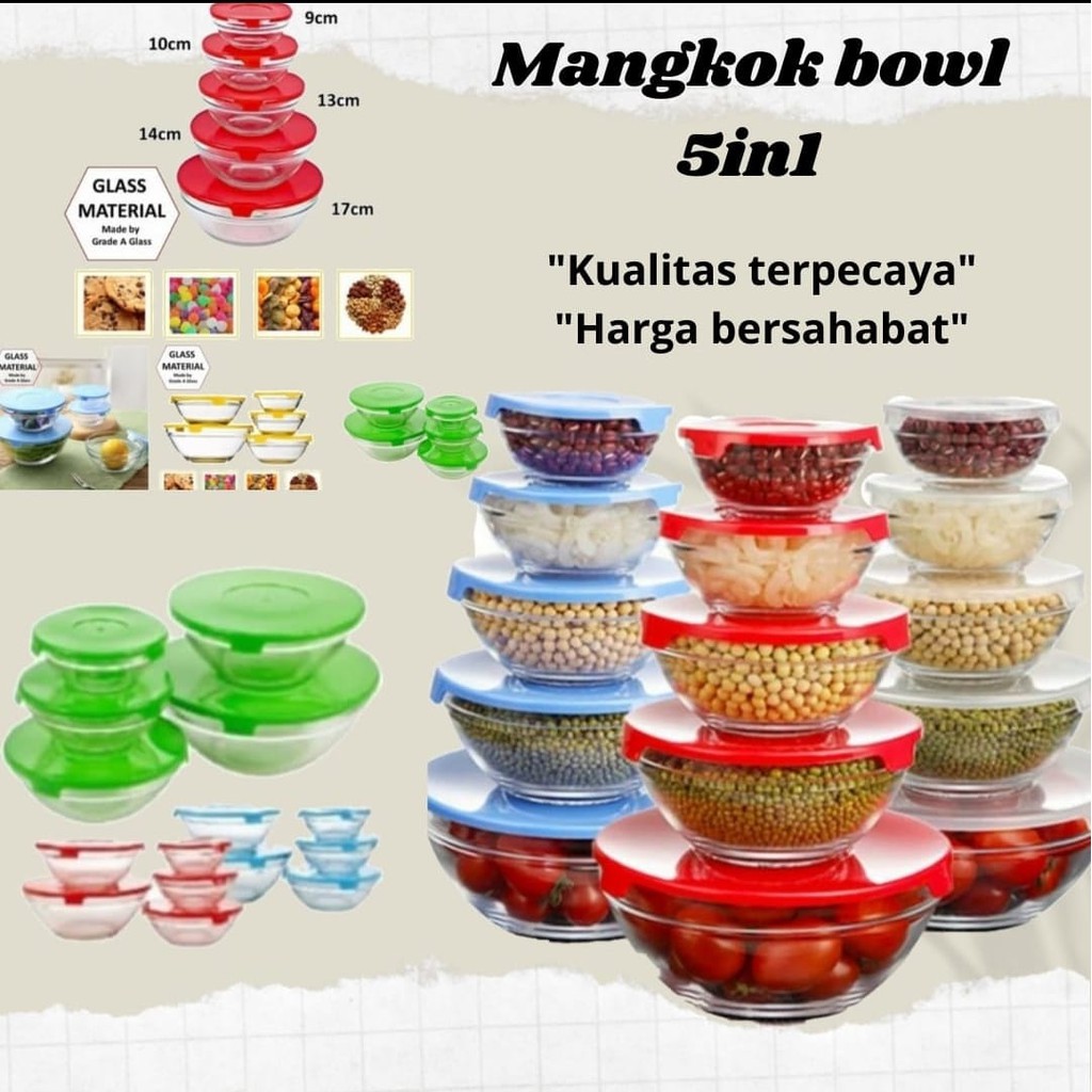 Jual Mangkok Kaca 5 Susun Glass Bowl Set 5 In Shopee Indonesia 8719