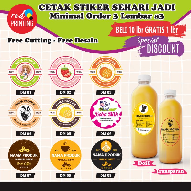 Jual Cetak Stiker Minuman Waterproof Vinyl Transparan Shopee Indonesia 0033