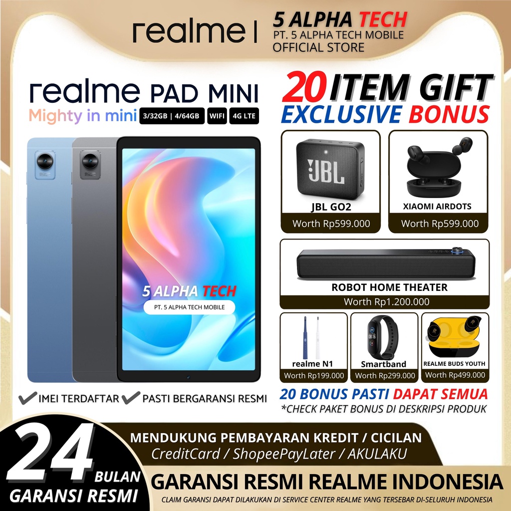 Jual REALME Pad Mini 4/64GB 3/32GB WIFI + 4G LTE Garansi Resmi Realme ...