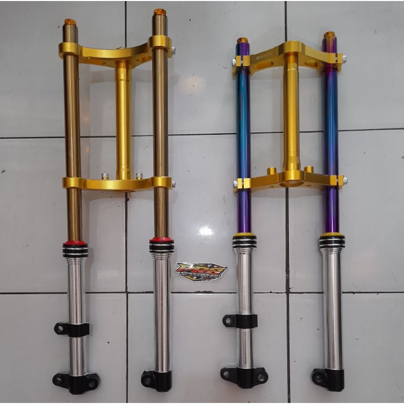 Jual paket shock depan balap drag kontes as shoc gold rainbow segitiga