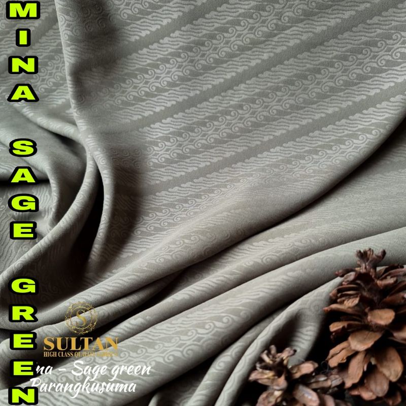 Jual WARNA SAGE GREEN HIJAU SAGE KAIN MINA ANTI UV POLOS EMBOSS MOTIF
