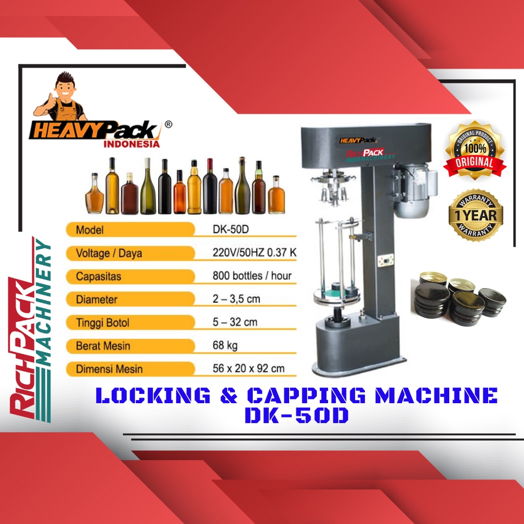 Jual Heavypack Dk D Locking Capping Machine Mesin Penutup Botol Metal