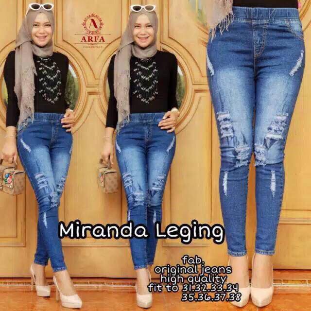 Jual Ripped jeans MIRANDA legging jeans pinggang full karet [PDR_STNE ...
