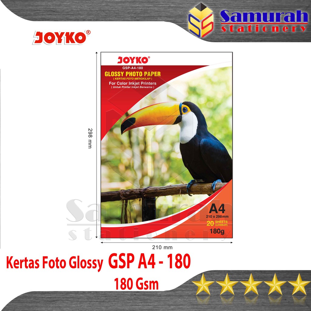 Jual Glossy Paper Gsp A4 180 Gsm Joyko Kertas Cetak Foto Mengkilap