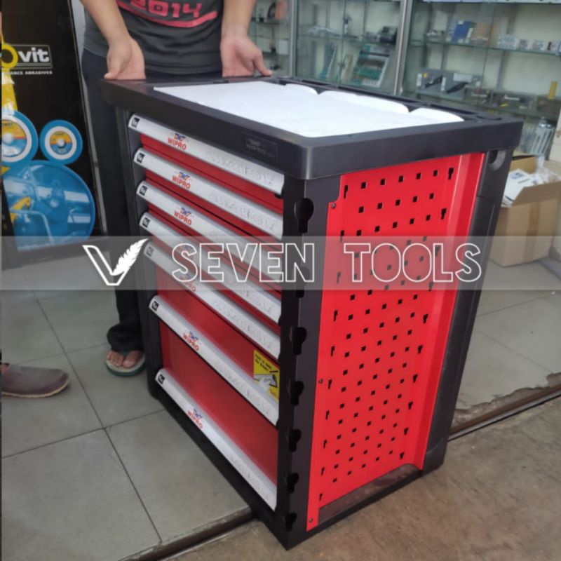 Jual Tool Box Trolley 6 susun plus Tool kit 127 PCS Merek WIPRO