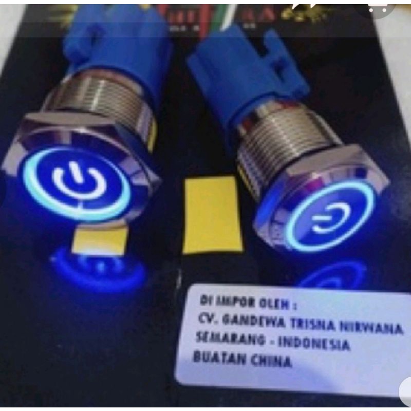 Jual saklar LED STAINLES tombol on of push button metal+soket dan kabel ...