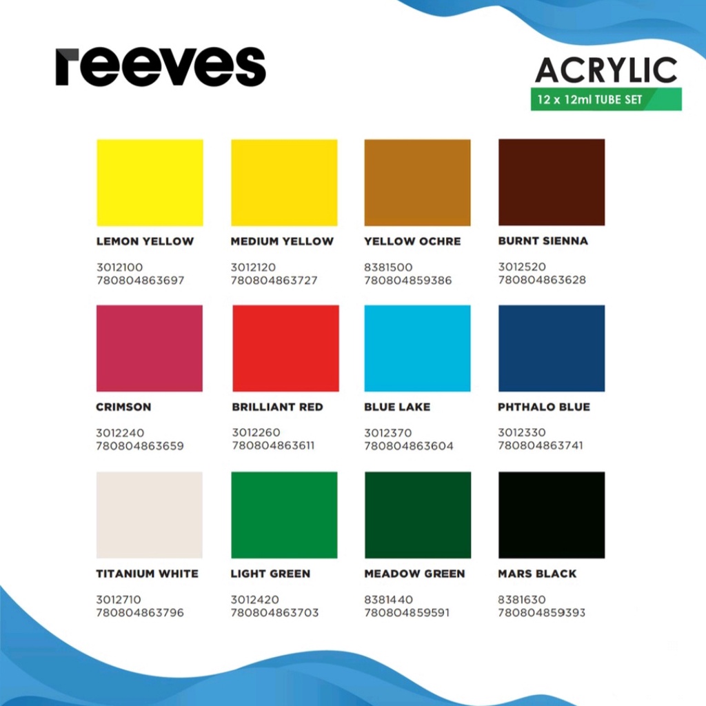 Jual Gramedia Yogya - Reeves 0007700 Acrylic Color 12x12ml Cat Akrilik ...