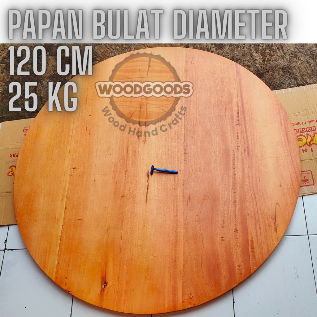 Jual Papan Kayu Bulat 120 Cm Top Table Wooden Atasan Meja Makan Daun ...