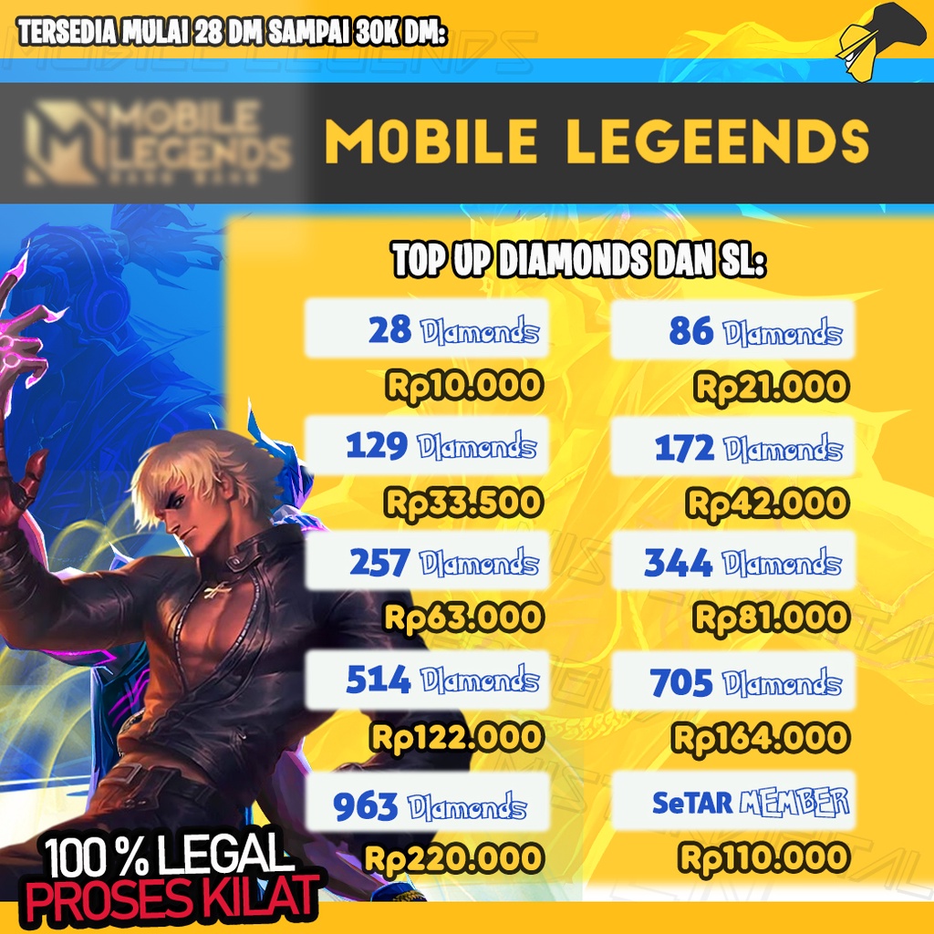 Jual PROMO TOP UP DIAMOND MOBILE LEGEND MLBB DIAMONDS MOBILE LEGEND ...