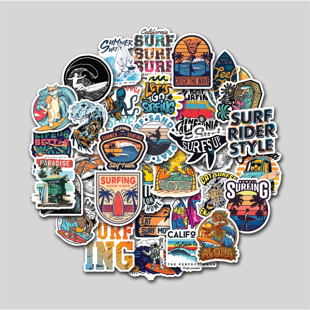 Jual STICKER PACK SURFING SURF| STIKER TUMBLER LAPTOP | STICKER KOPER ...
