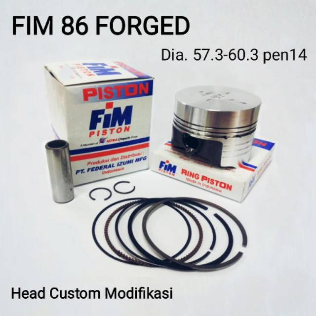 Jual piston set FIM 87 Original 100% forged custom dome diameter 57 57 ...