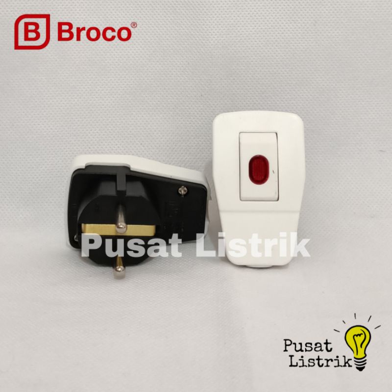 Jual Steker Arde + Switch On Off Broco Kepala Colokan Bulat Putih On ...