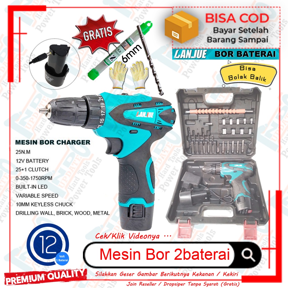 Jual Mesin Bor Baterai Cordless Full Set Komplit Torsi N M Koper