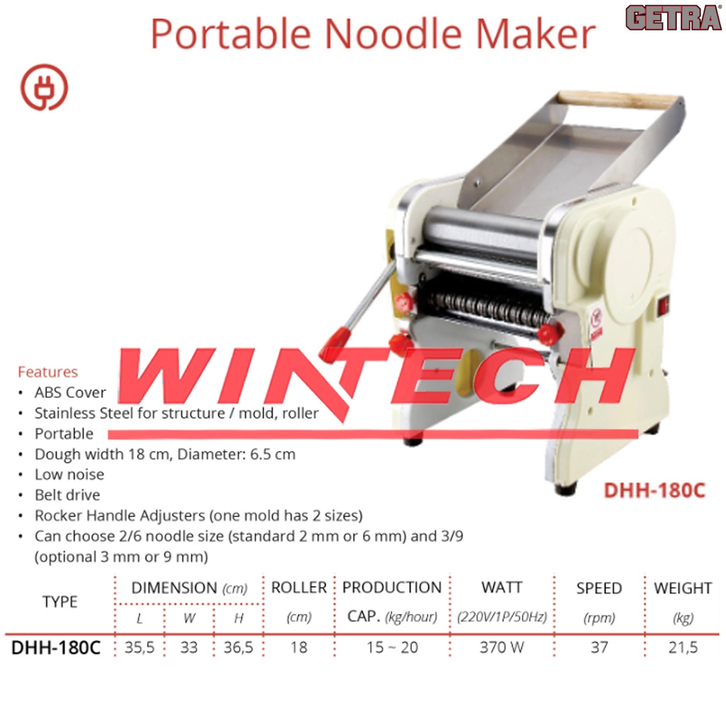 Jual Getra DHH 180C Electric Portable Noodle Maker Mesin Pencetak Mie