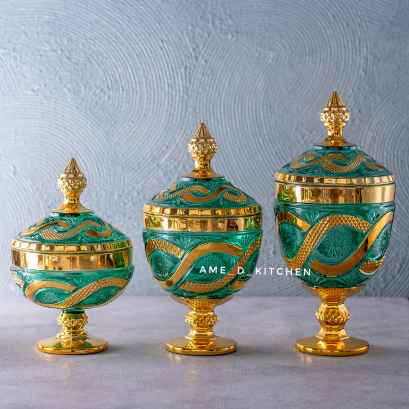 Jual Toples Set Kaca Kristal Isi Sml Hijau Ulir Gold Shopee Indonesia