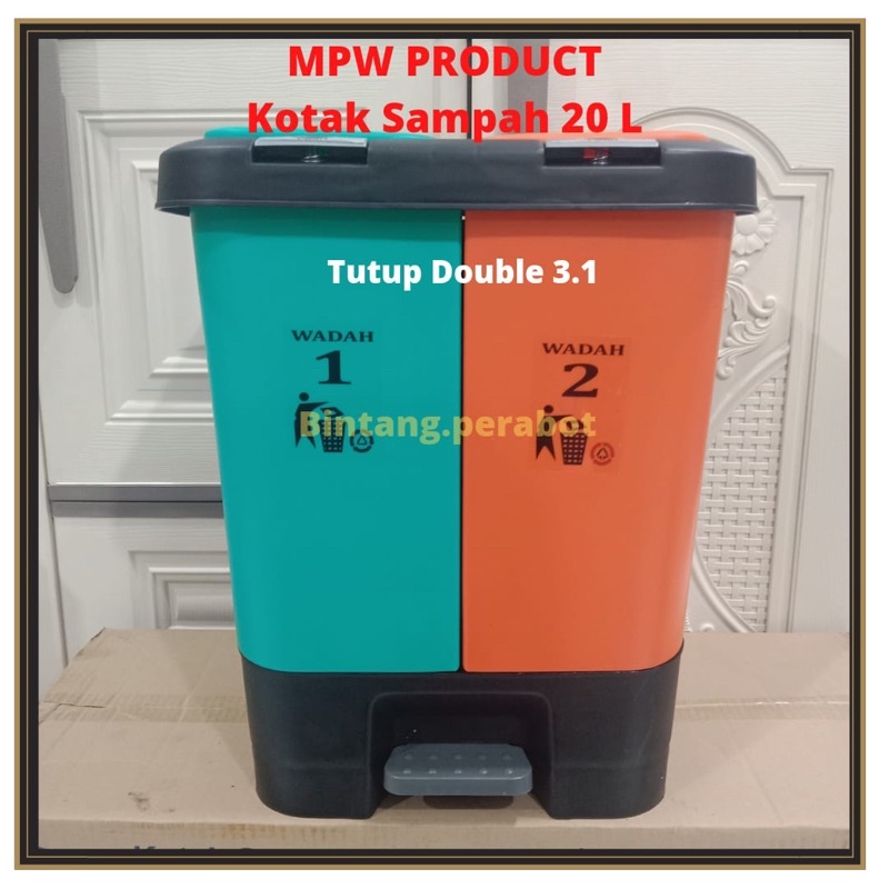 Jual Kargo Mpw Product Tempat Sampah Injak 2 Wadah Terpisah Tempat Sampah Organik 0670