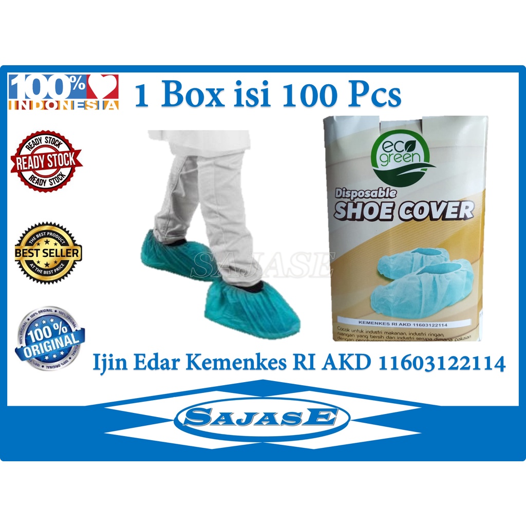 Jual Shoes Cover Medis Eco Green 1 Box isi 100 Pcs Cover Shoes Medis Alas sepatu medis Shopee