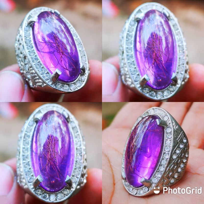 Jual Cincin Batu Permata Purple Amethys Cendana Serat Rambut Model Pandan Shopee Indonesia 5289