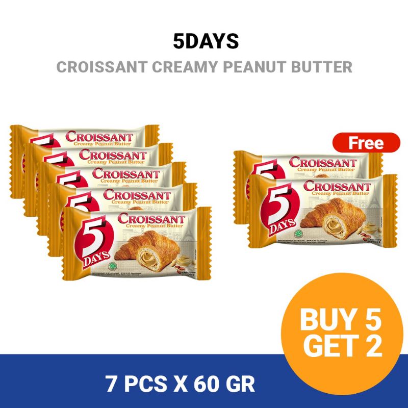 Jual 5 Day Roti Croissant Creamy Peanut Better [60g] - BUY 5 GET 2 ...