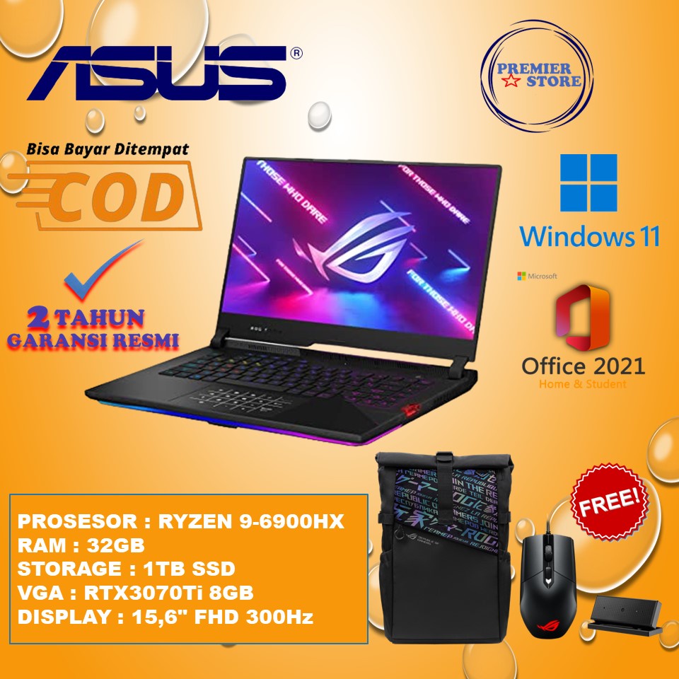 Jual Asus Rog Strix G15 G513rw R97rd6g O Ryzen 9 6900hx 32gb 1tb Rtx3070ti 8gb 300hz W11ohs 4756