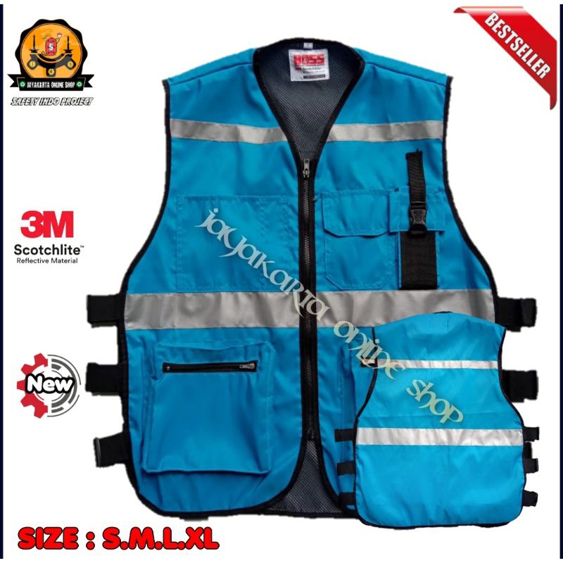 Jual Rompi Safety Vest M Scotlite Taslan Water Proof Biru Turkis