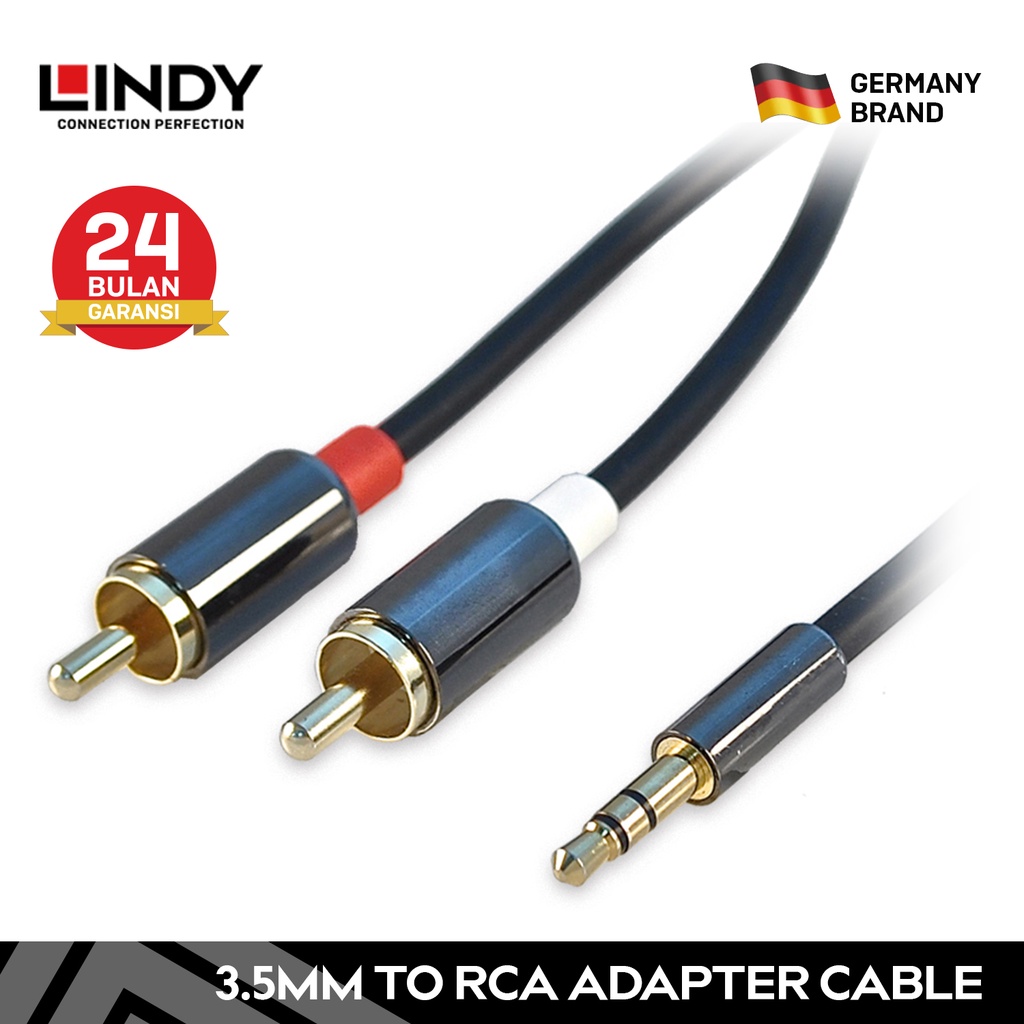 Jual kabel audio rca to aux lindy 3m audio aux trs to jack rca stereo