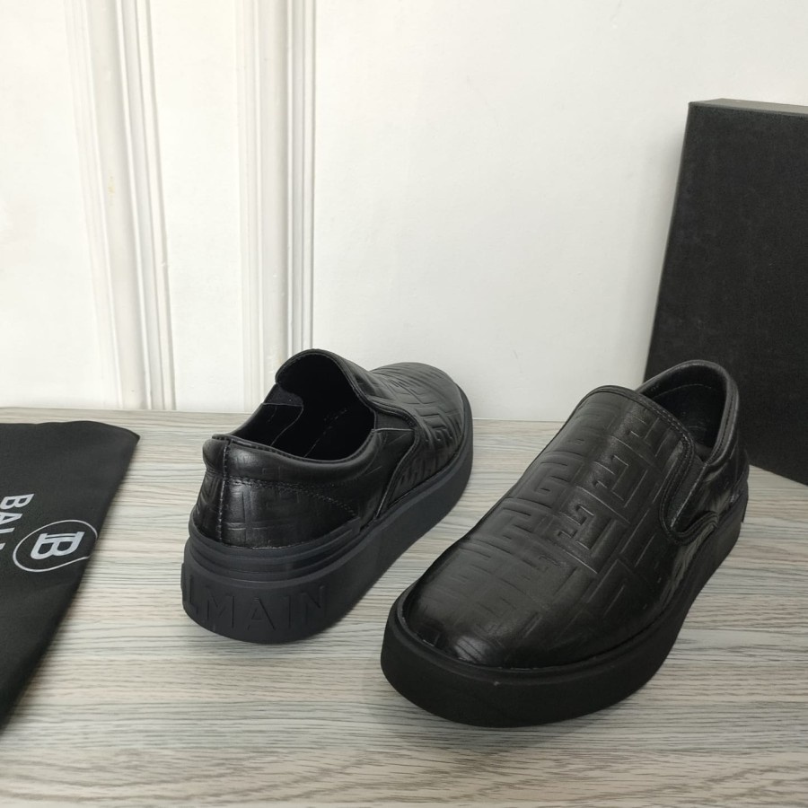 Jual sepatu sneaker cowok kulit asli import sneakers slip on top mirror