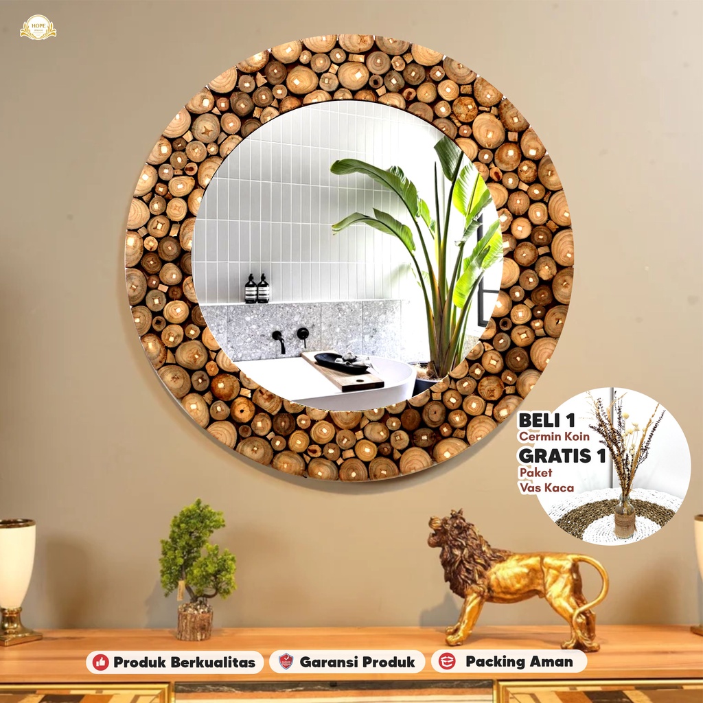 Jual Cermin Kaca Dinding Koin / Cermin Dekorasi Dinding Ruang Tamu