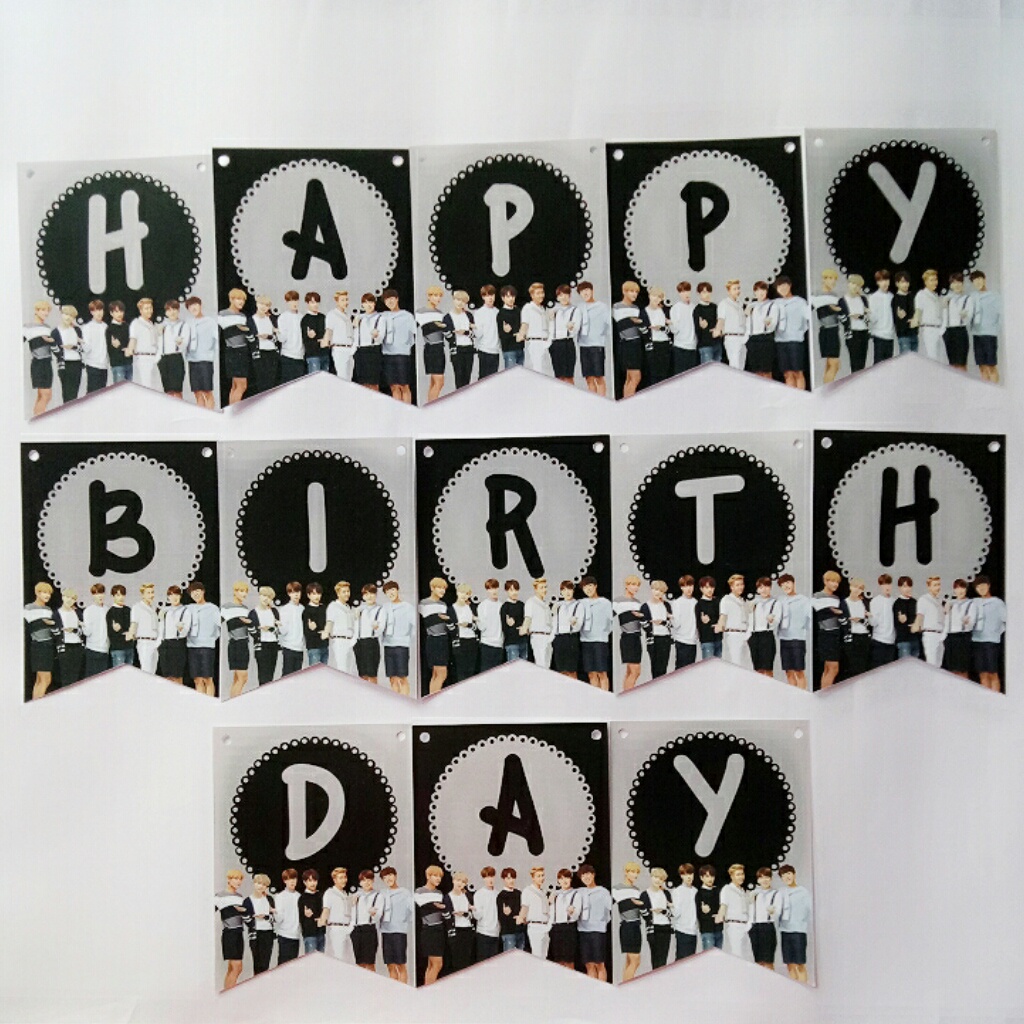Jual banner flag bunting flag garland flag ulang tahun karakter BTS ...
