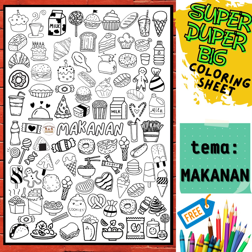 Jual Kertas Mewarnai Jumbo Yukitadraw Murah Poster Mewarnai Raksasa Ukuran Besar Seri Doodle