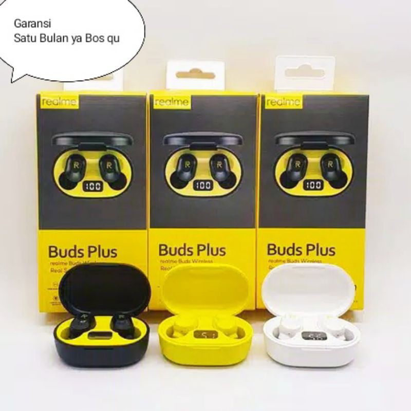 Jual Realme Earphone Bluetooth Buds Plus Wireless LED Headset/ Headset ...