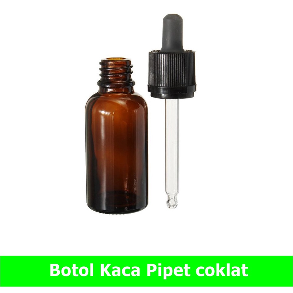 Jual Botol Pipet tutup hitam/botol tetes amber kaca tebal ring segel ...