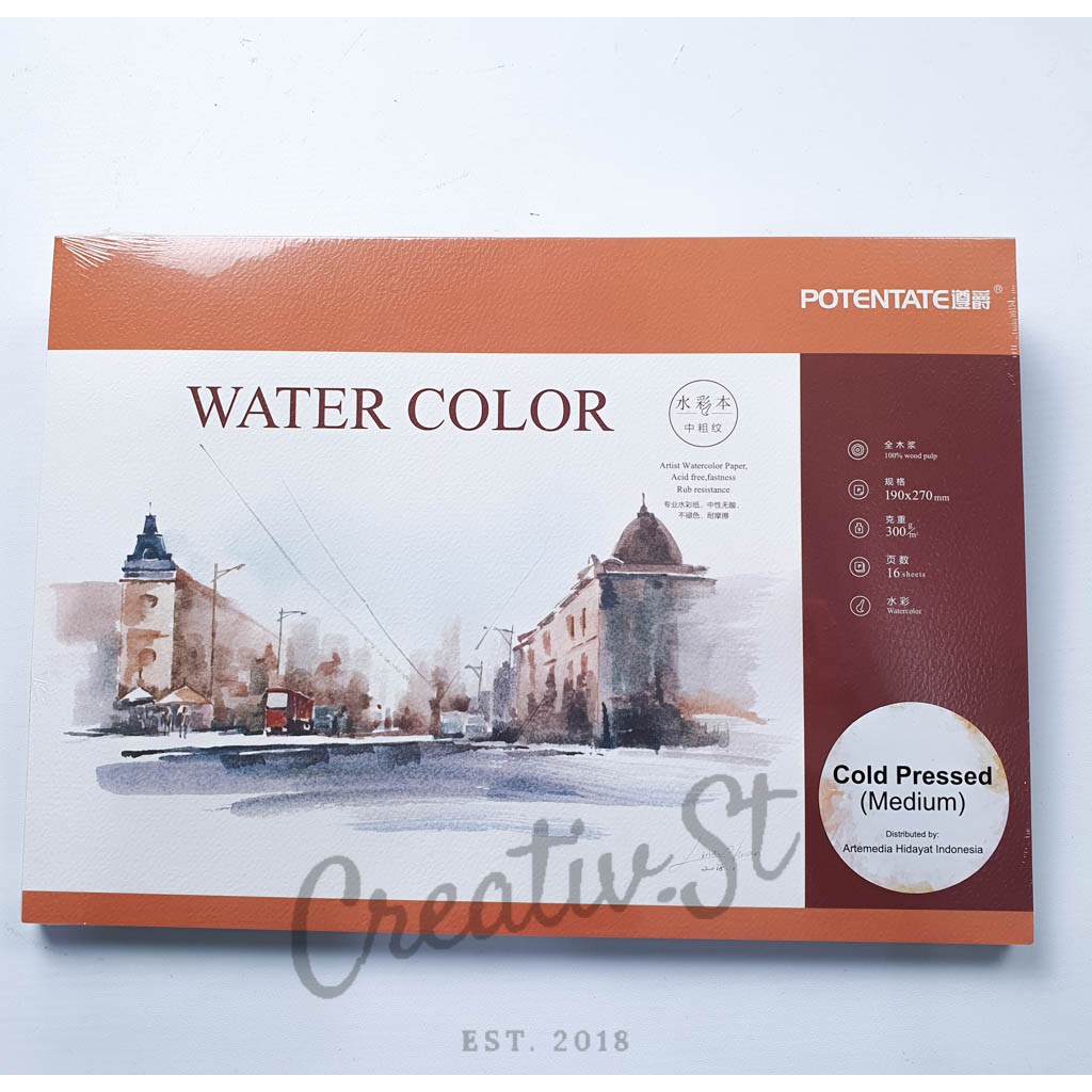 Jual Potentate Watercolor Pad Medium Cold Pressed 19 Cm X 27 Cm Buku Sketsa Cat Air Shopee 9530