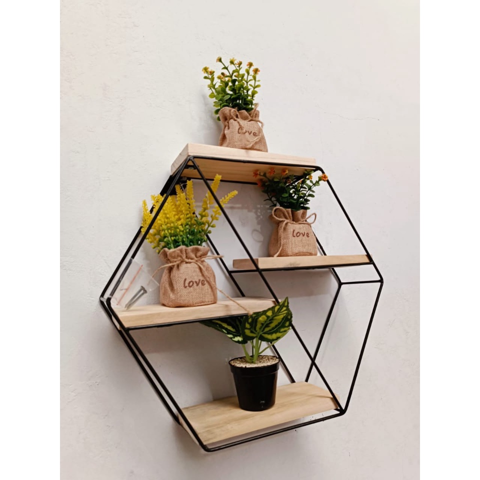 Jual Rak Hexagonal / Rak Dinding Besi Hexagonal | Shopee Indonesia