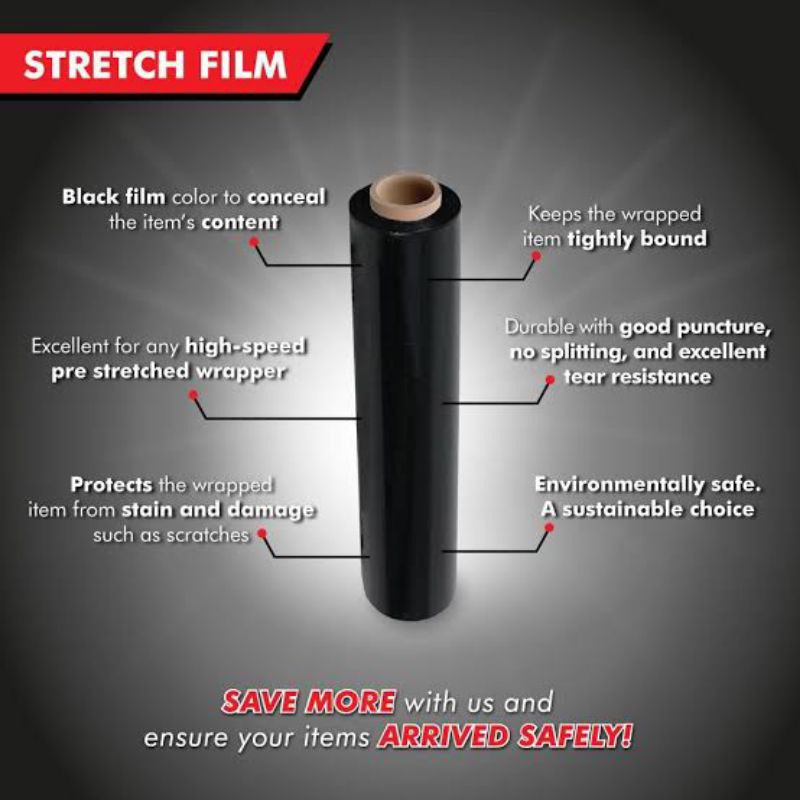 Jual Plastik Wrapping Hitam Stretch Film Murah Lebar 50cm | Shopee ...