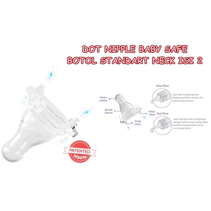 Jual Dot Nipple Baby Safe Double Valves Nipple Standart Neck Isi